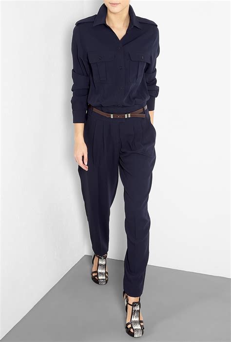 michael kors long sleeve navy jumpsuit|Michael Kors embellished halter jumpsuit.